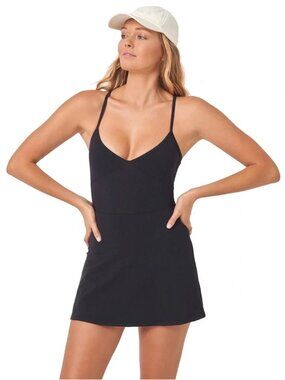 L SPACE Active Black Rally Tennis Mini Dress S